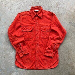Vintage 80’s Woolrich Field Shirt Orange Cotton Heavy Men’s Medium USA Made